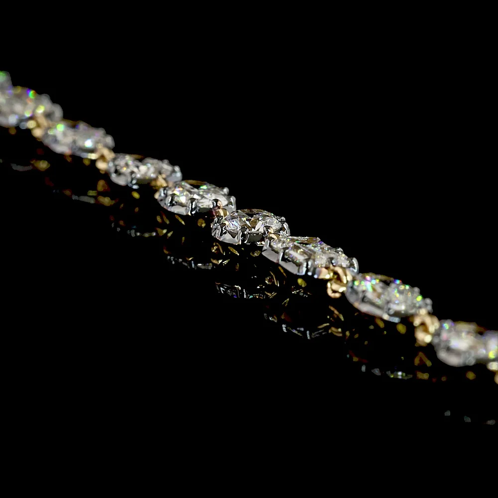 14K Yellow Gold Mixed Shape Station Necklace with Emerald, Marquise, and Oval Lab Grown Diamonds Black Rhodium Accents - 10.81 Total Carat Weight - Covaloro Fine Jewelry - Image 4