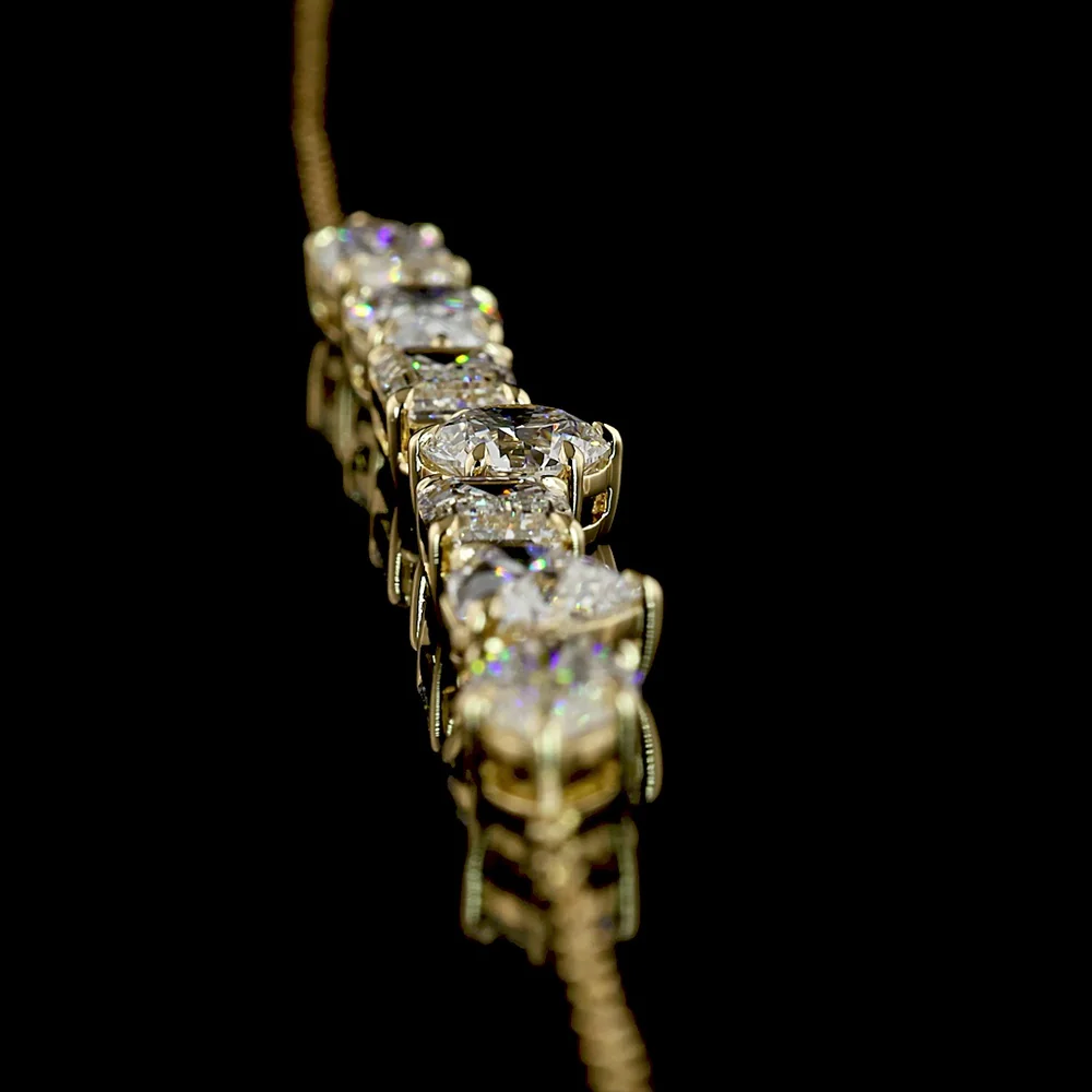 14K Yellow Gold Mixed Shape Station Necklace with Heart, Marquise, Emerald, and Pear Cut Lab Diamonds - 5.41 Carat Total Weight - Covaloro Fine Jewelry - Image 3
