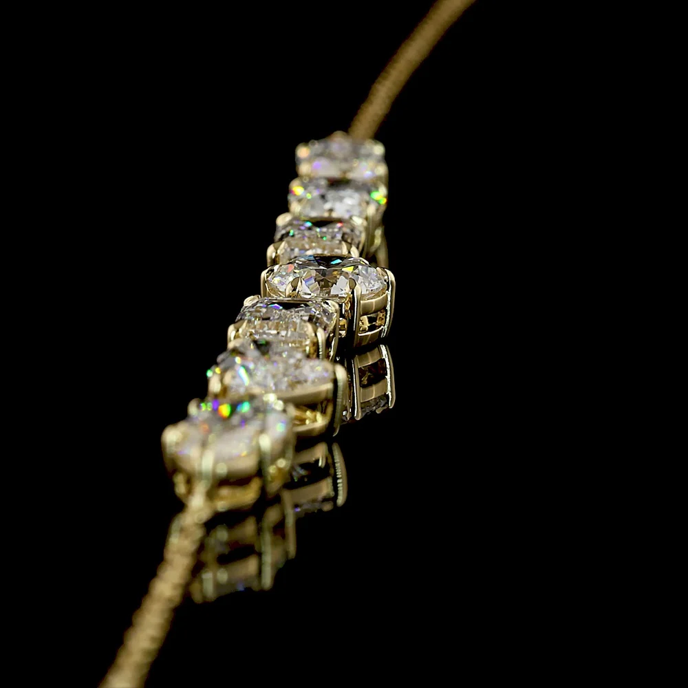 14K Yellow Gold Mixed Shape Station Necklace with Heart, Marquise, Emerald, and Pear Cut Lab Diamonds - 5.41 Carat Total Weight - Covaloro Fine Jewelry - Image 4