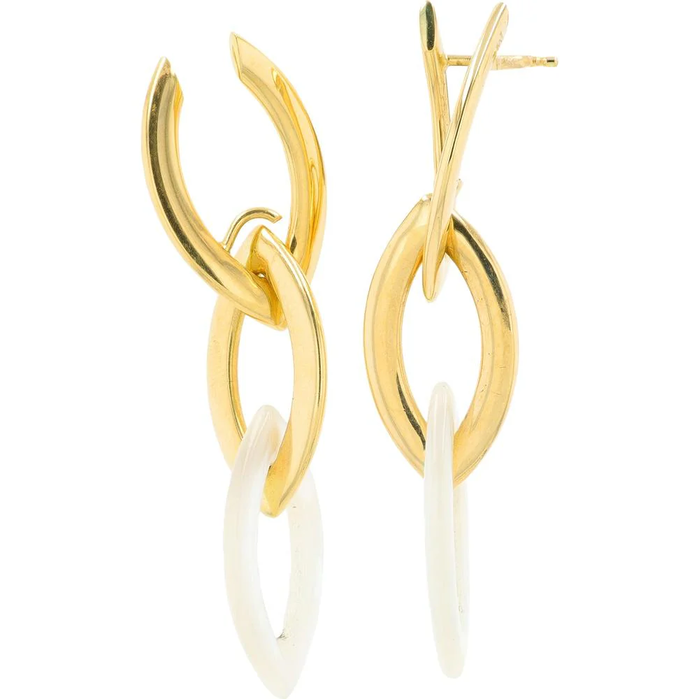 14K Yellow Gold Mother of Pearl Drop Earrings - 9.85g Total Weight - Image 2
