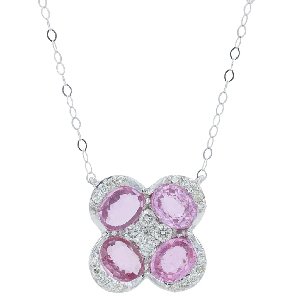 14K Yellow Gold Necklace with 1.50 Carat Oval Pink Tourmaline and 0.20 Carat Pavé Diamonds