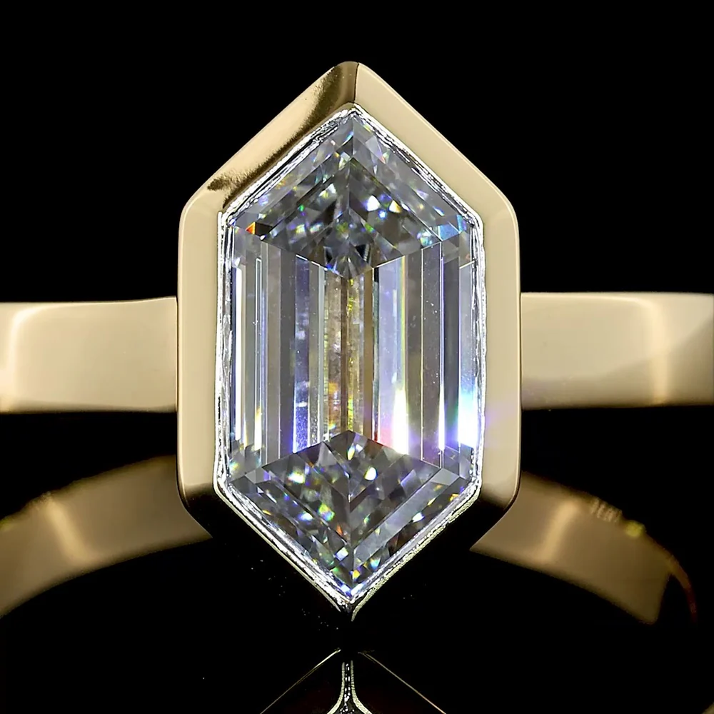 14K Yellow Gold North-South Bezel Set Step Marquise Cut Lab Diamond Solitaire Ring - 2.12 Carat D VVS2 - Covaloro Fine Jewelry - Image 2