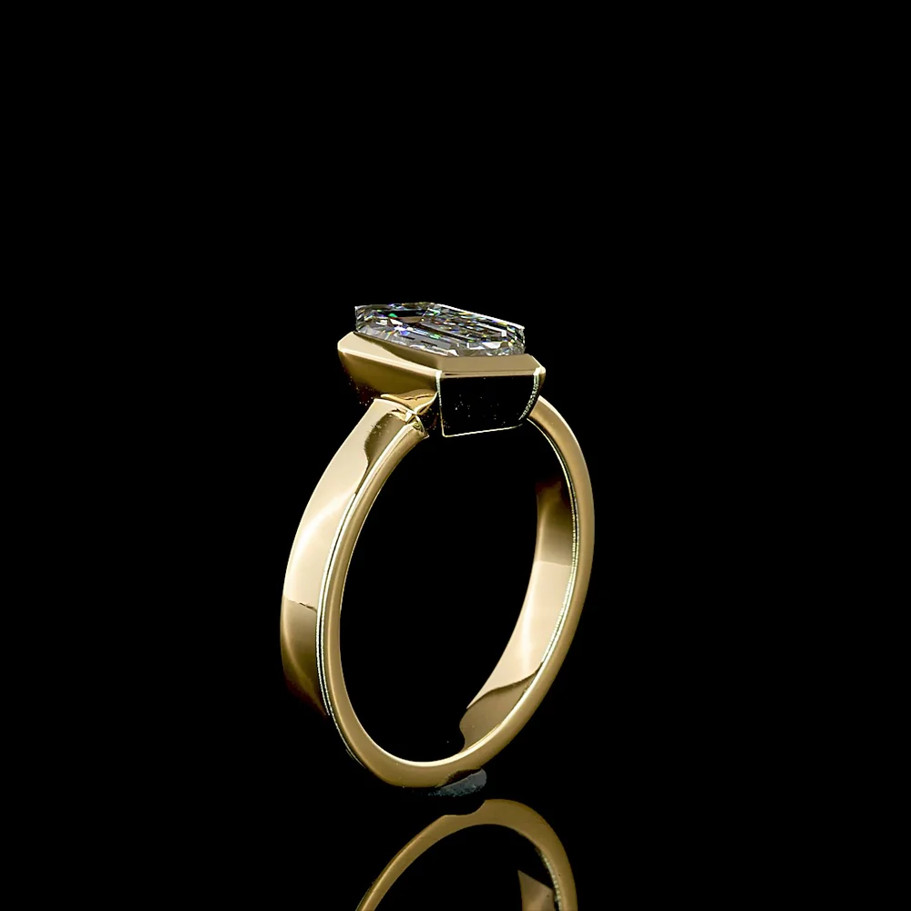 14K Yellow Gold North-South Bezel Set Step Marquise Cut Lab Diamond Solitaire Ring - 2.12 Carat D VVS2 - Covaloro Fine Jewelry - Image 4