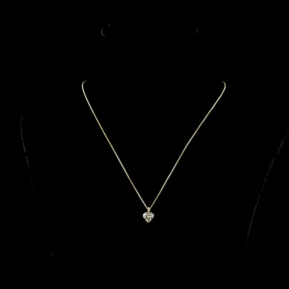 14K Yellow Gold North-South Heart Shaped Solitaire Pendant with Half Bezel Set Lab Diamond - 1.51 Carats Center, 1.53 Carats Total Diamond Weight - Covaloro Fine Jewelry - Image 4