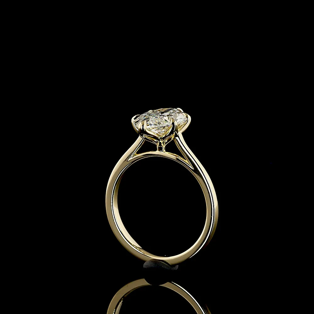 14K Yellow Gold North-South Marquise Solitaire Ring with 3.11 Carat Lab Grown Diamond - E Color VVS2 Clarity IGI Certified - Covaloro Fine Jewelry - Image 3