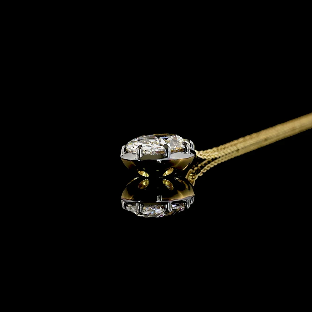 14K Yellow Gold North-South Oval Solitaire Pendant with 4.04 Carat Lab Diamond - E-F Color VS1 Clarity & Black Rhodium Accent - Covaloro Fine Jewelry - Image 3