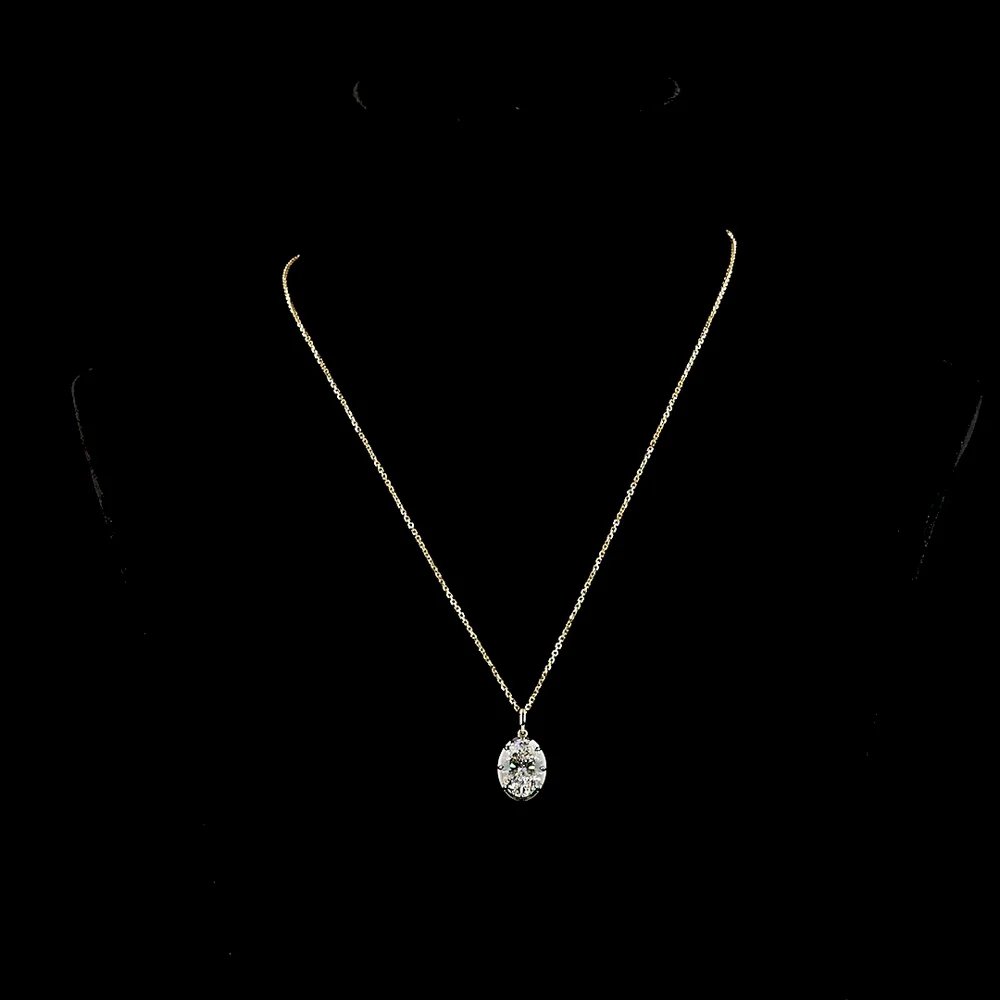14K Yellow Gold North-South Oval Solitaire Pendant with 4.04 Carat Lab Diamond - E-F Color VS1 Clarity & Black Rhodium Accent - Covaloro Fine Jewelry - Image 4