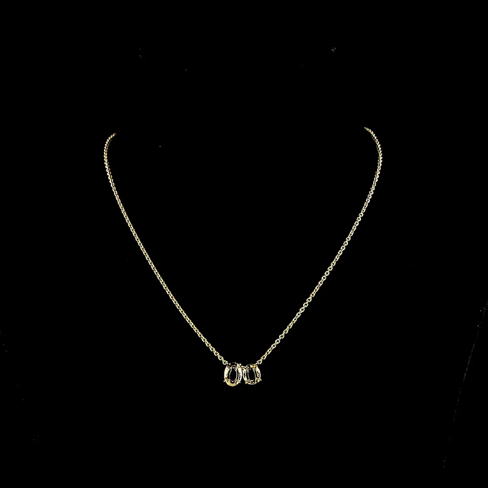 14K Yellow Gold North-South Pendant with 1.58 Carats Cushion Brilliant and 1.53 Carats Oval Cut Lab Diamonds - D VS1 GIA Certified - 3.11 Carat Total Weight - Covaloro Fine Jewelry