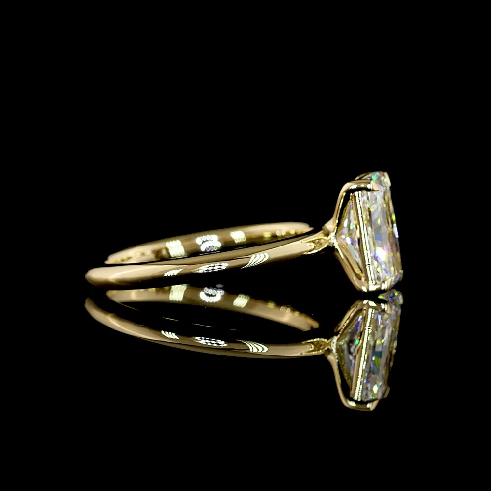 14K Yellow Gold North-South Radiant Cut Solitaire Ring with E-F VVS1 Lab Diamond - 2.09 Carat Total Weight - Covaloro Fine Jewelry - Image 3