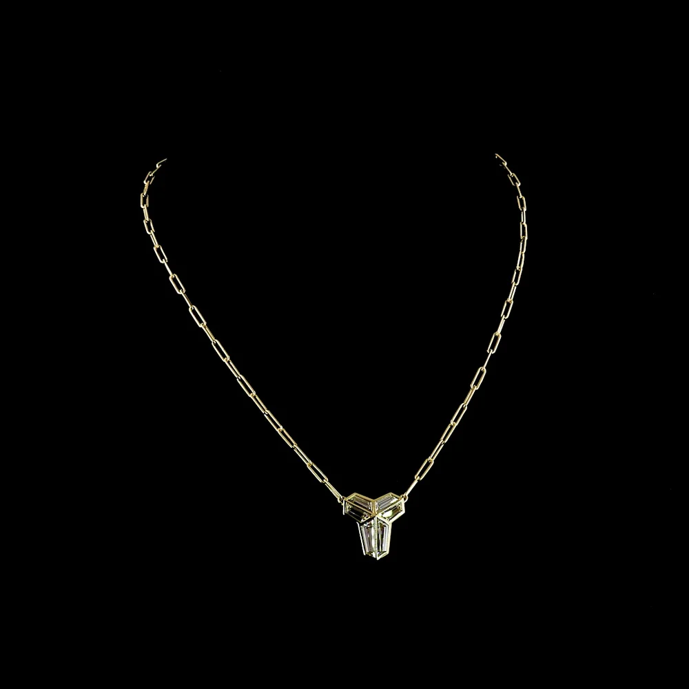 14K Yellow Gold North-South Shield Pendant with Bezel Set Lab-Grown Diamonds - 3.13 Carats Total Diamond Weight - Covaloro Fine Jewelry