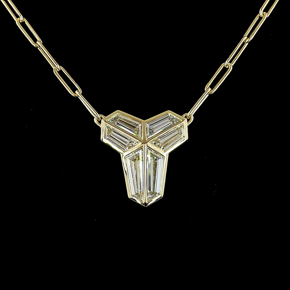 14K Yellow Gold North-South Shield Pendant with Bezel Set Lab-Grown Diamonds - 3.13 Carats Total Diamond Weight - Covaloro Fine Jewelry - Image 2