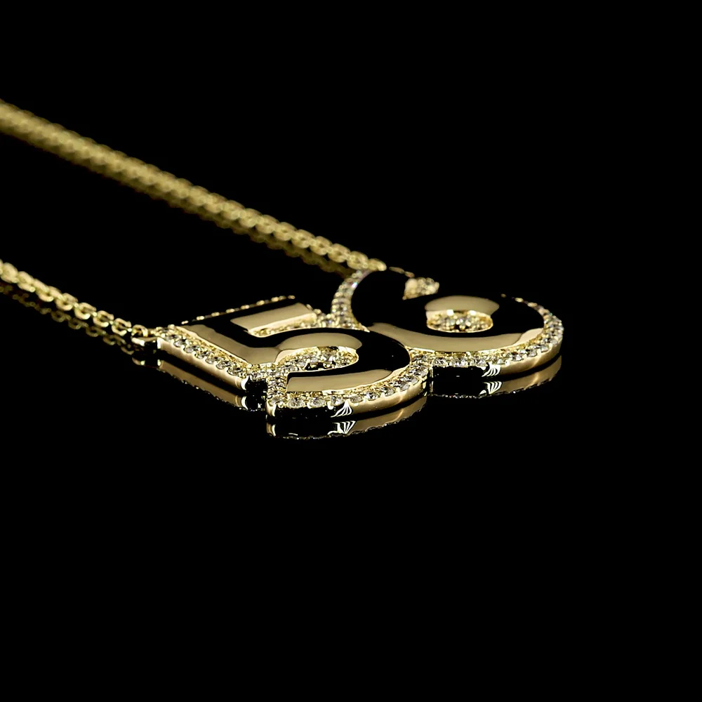 14K Yellow Gold Number 56 Pendant with 0.39 Carat Total Weight Lab-Grown Brilliant Cut Diamonds - Covaloro Fine Jewelry - Image 3