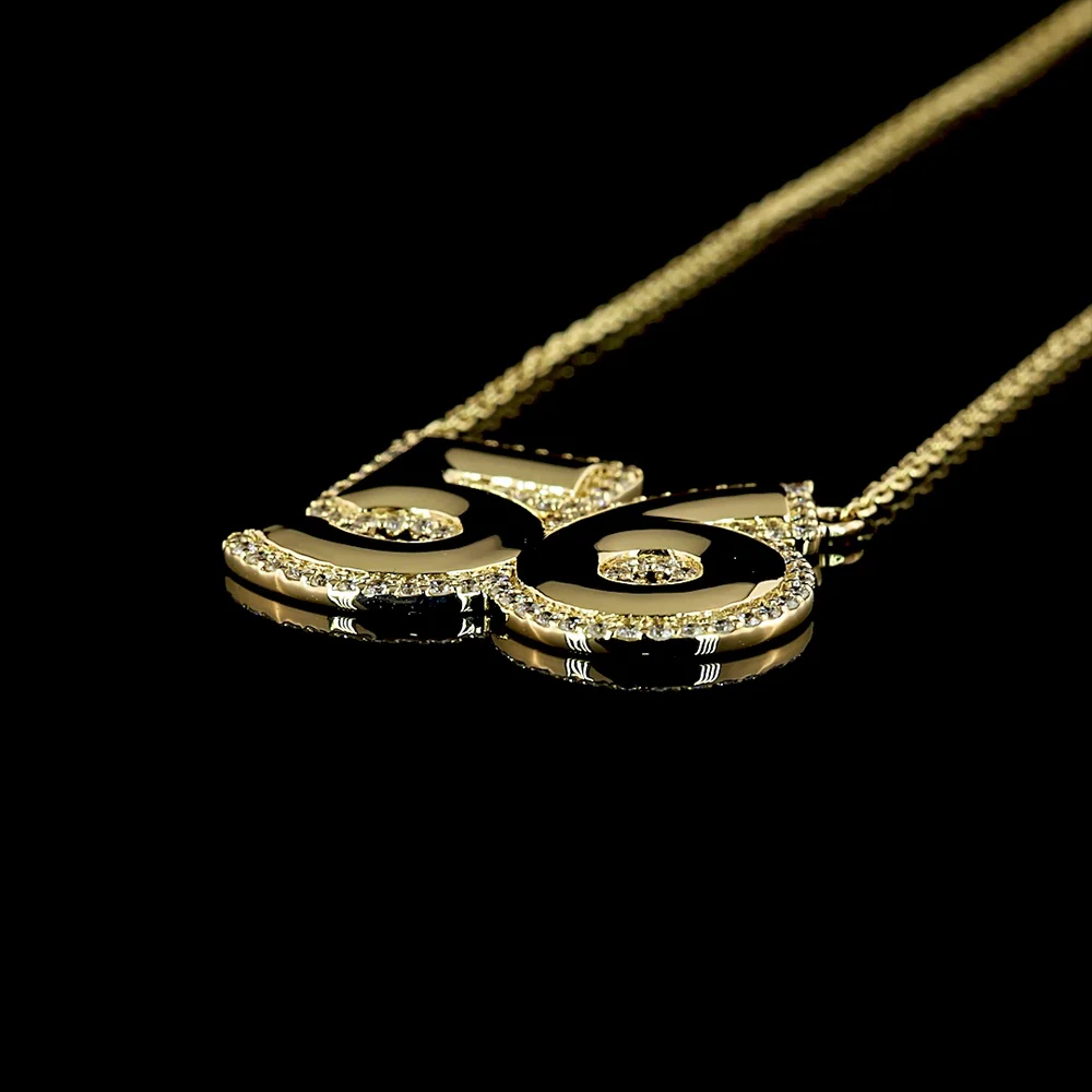 14K Yellow Gold Number 56 Pendant with 0.39 Carat Total Weight Lab-Grown Brilliant Cut Diamonds - Covaloro Fine Jewelry - Image 4