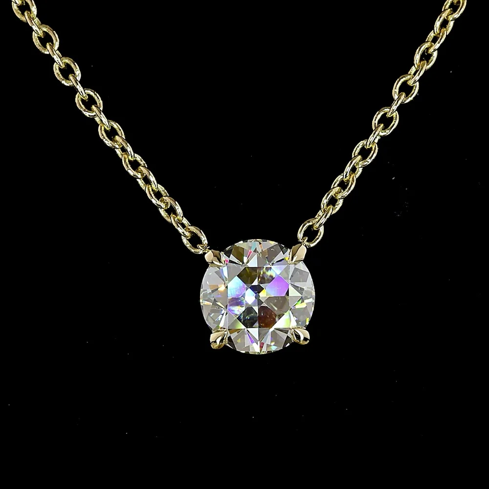 14K Yellow Gold Old European Cut Solitaire Pendant with 2.19 Carat Lab Diamond (E-F Color, VS1 Clarity) - GIA Certified - Covaloro Fine Jewelry - Image 2
