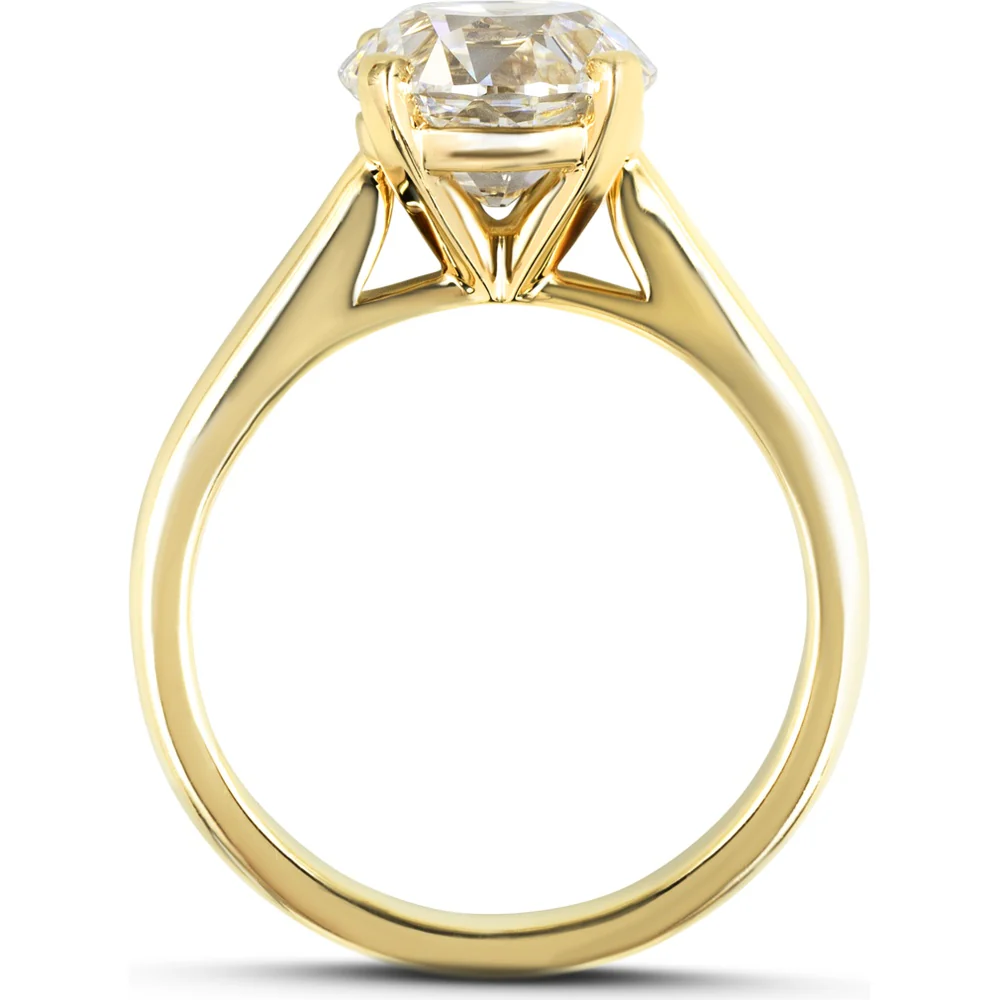14K Yellow Gold Old European Cut Solitaire Ring with Lab-Grown D VVS2 Diamond - 2.51 Total Carat Weight - Covaloro Fine Jewelry - Image 2