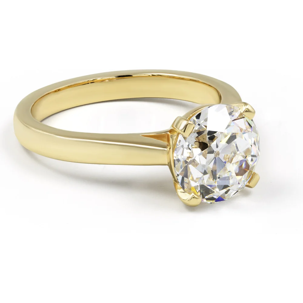 14K Yellow Gold Old European Cut Solitaire Ring with Lab-Grown D VVS2 Diamond - 2.51 Total Carat Weight - Covaloro Fine Jewelry - Image 3