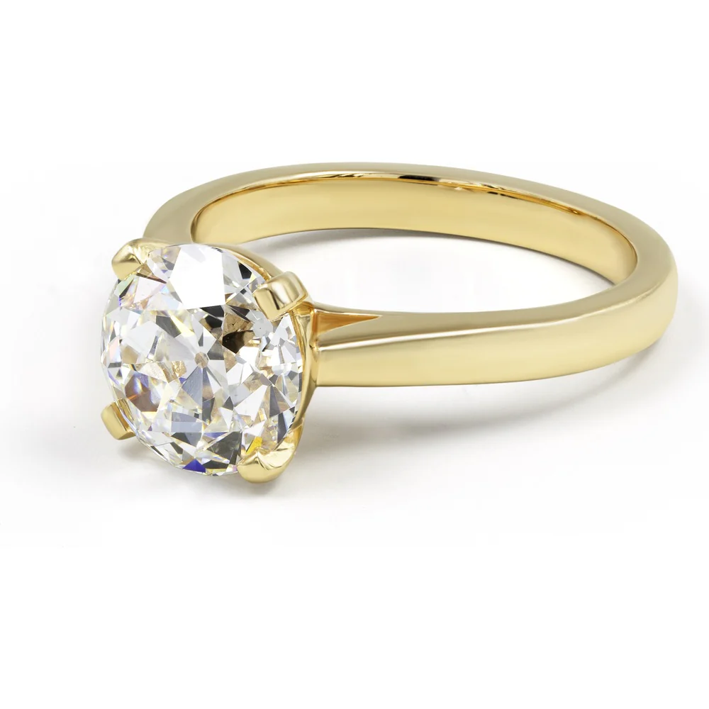 14K Yellow Gold Old European Cut Solitaire Ring with Lab-Grown D VVS2 Diamond - 2.51 Total Carat Weight - Covaloro Fine Jewelry - Image 4