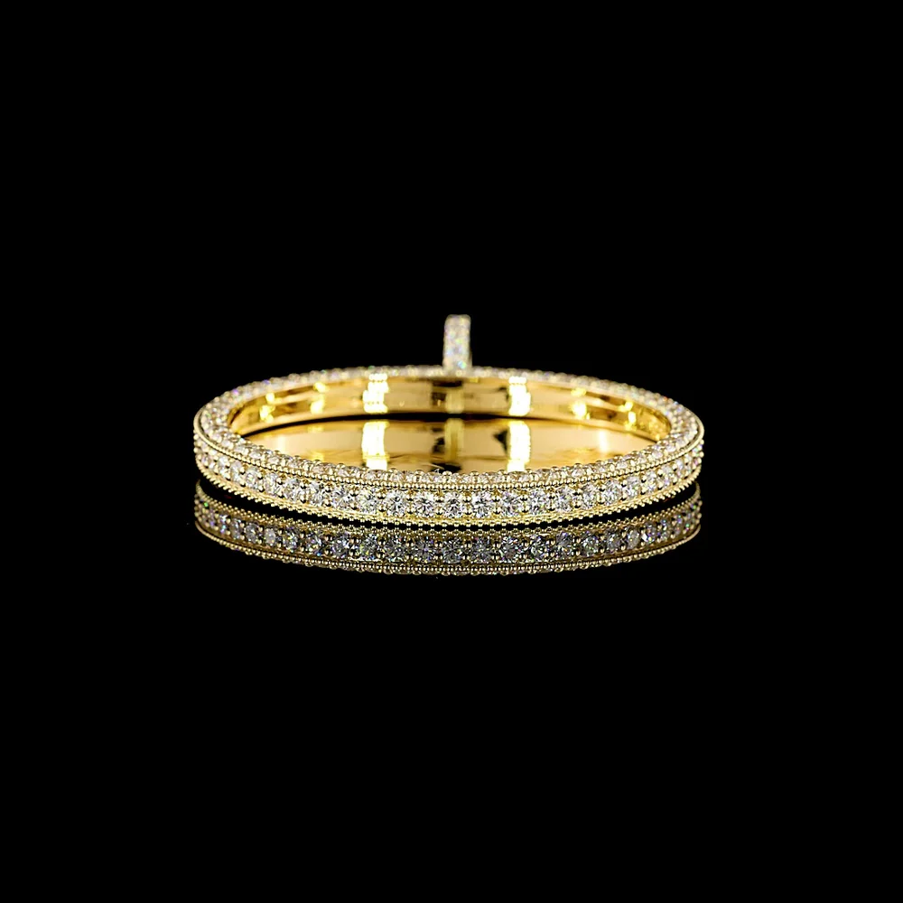 14K Yellow Gold Open Arc Pendant with Brilliant Cut Lab Diamonds - 6.87 Carat Total Diamond Weight (E Color, VS Clarity) - Covaloro Fine Jewelry