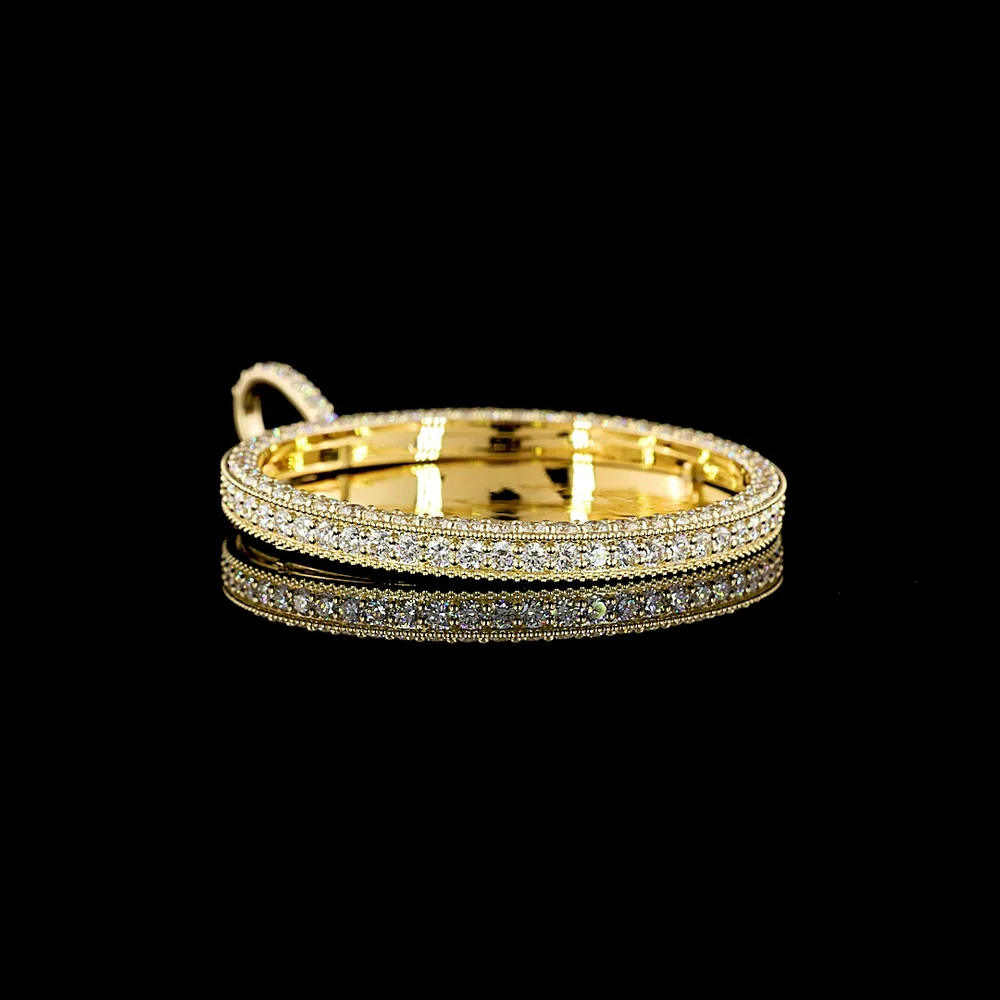 14K Yellow Gold Open Arc Pendant with Brilliant Cut Lab Diamonds - 6.87 Carat Total Diamond Weight (E Color, VS Clarity) - Covaloro Fine Jewelry - Image 2