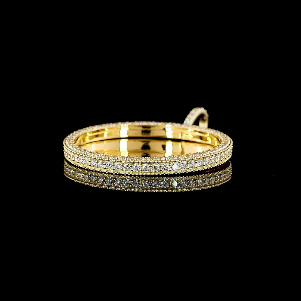 14K Yellow Gold Open Arc Pendant with Brilliant Cut Lab Diamonds - 6.87 Carat Total Diamond Weight (E Color, VS Clarity) - Covaloro Fine Jewelry - Image 3