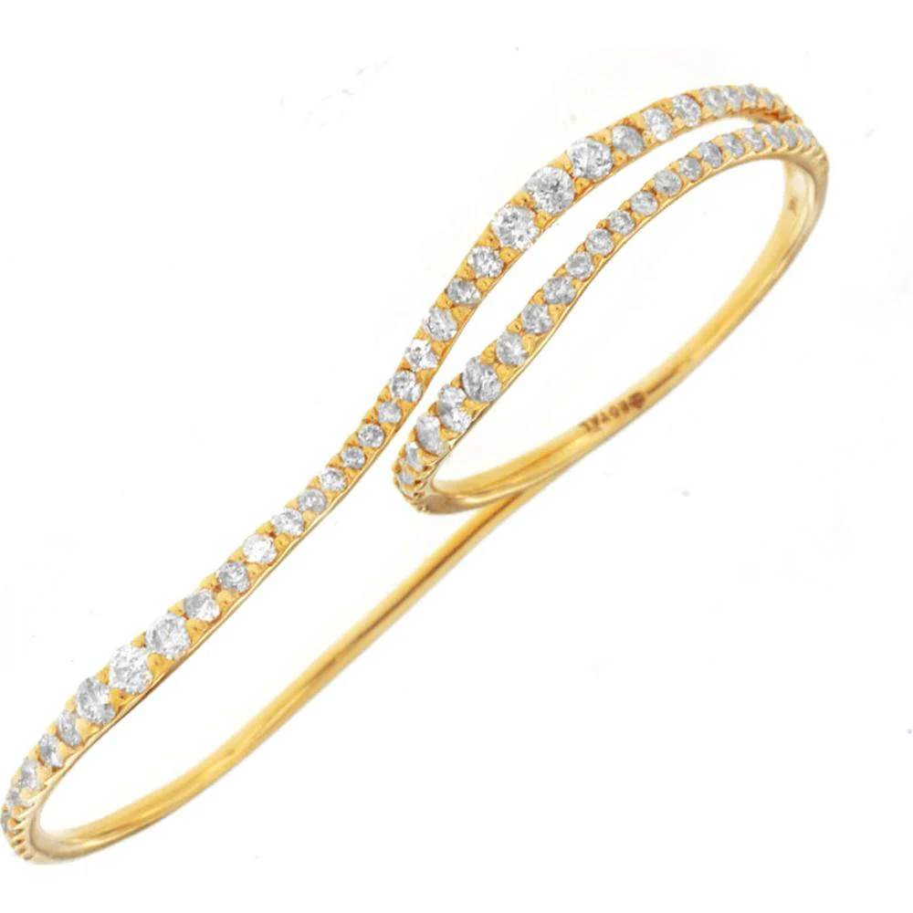 14K Yellow Gold Open-Ended Tennis Ring with Round Brilliant Cut Diamonds - 0.58 Carat Total Diamond Weight - Royal Jewelry