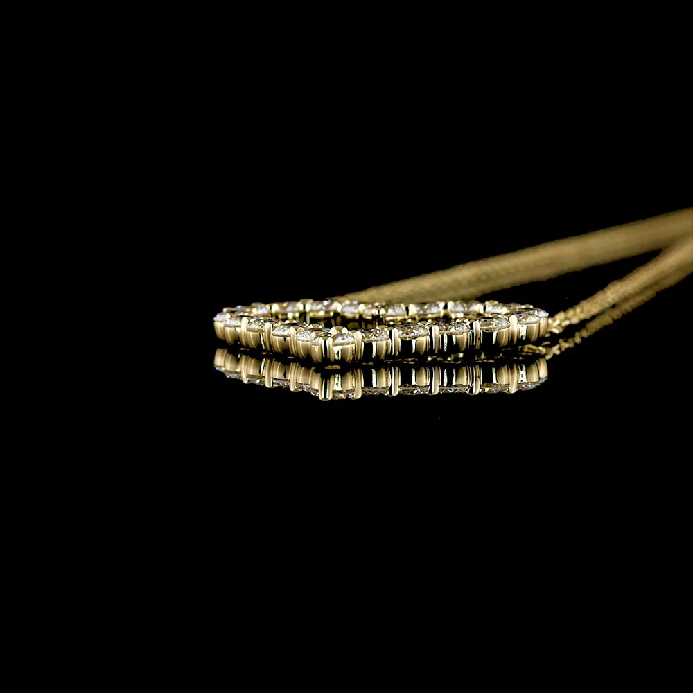 14K Yellow Gold Open Heart Pendant with 20 Prong-Set Round Lab Diamonds - 0.92 Carat Total Diamond Weight - Covaloro Fine Jewelry - Image 3