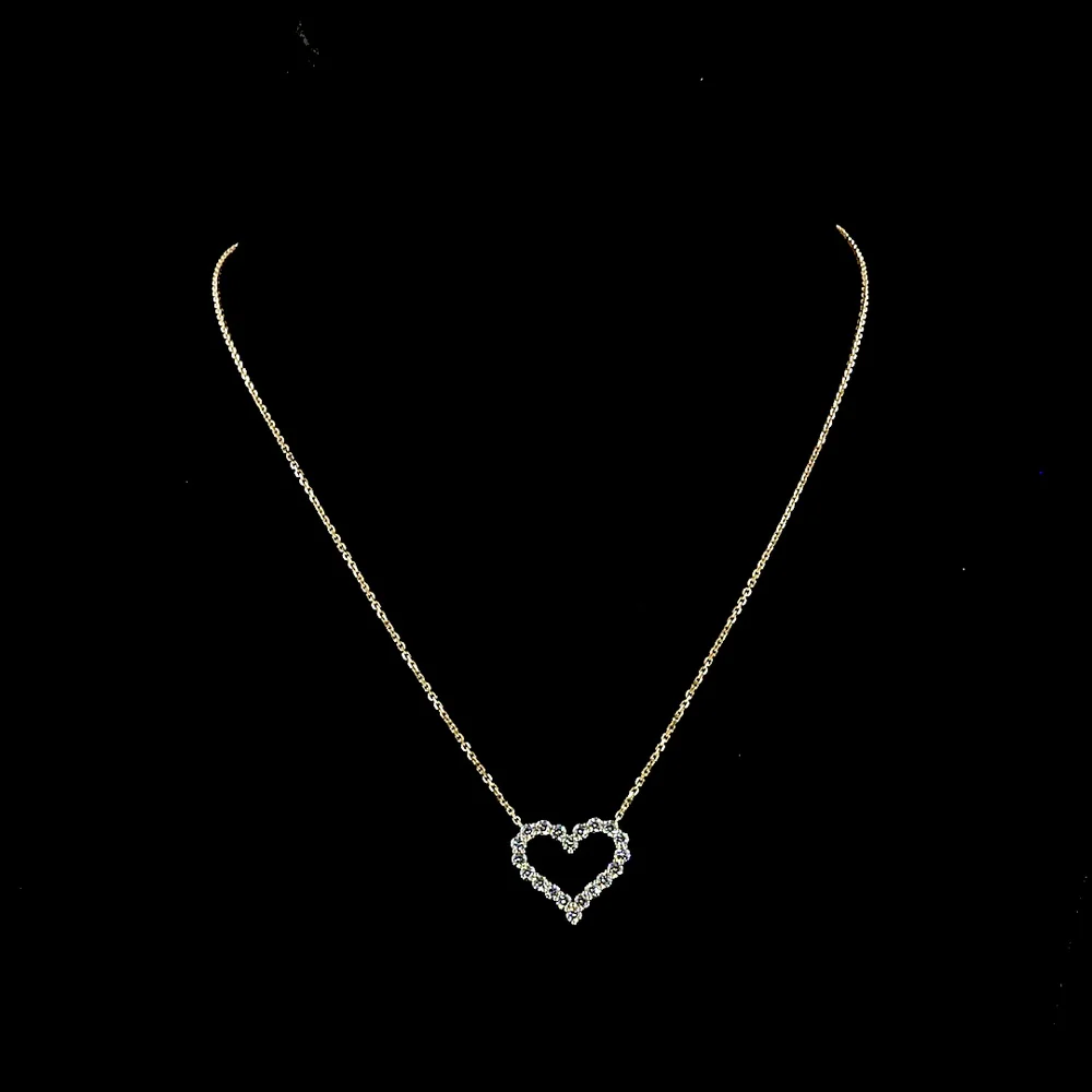 14K Yellow Gold Open Heart Pendant with 20 Prong-Set Round Lab Diamonds - 0.92 Carat Total Diamond Weight - Covaloro Fine Jewelry - Image 4