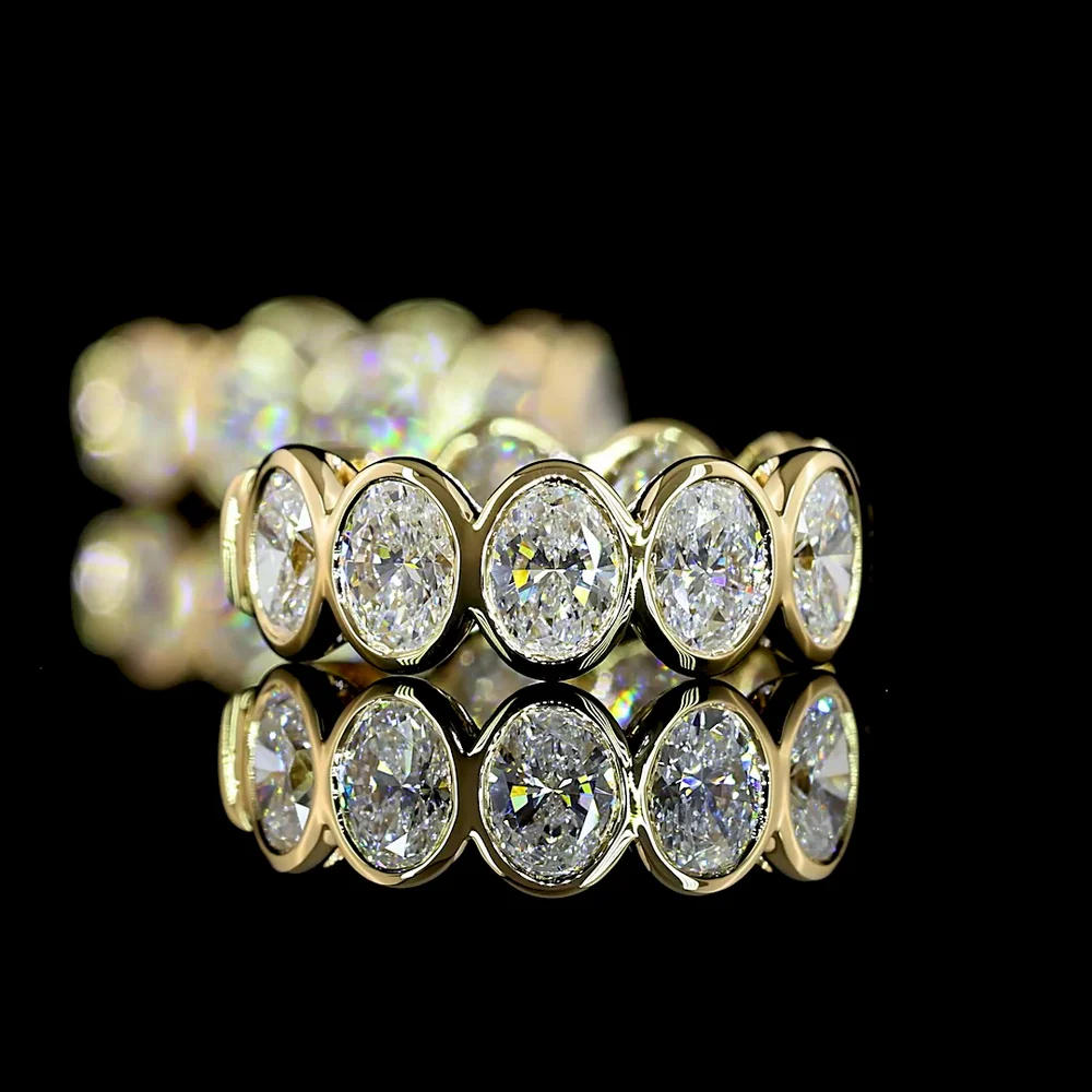 14K Yellow Gold Oval Bezel Huggie Earrings with Lab Grown E-F VS2 Diamonds - 1.96 Carats Total Diamond Weight - Covaloro Fine Jewelry - Image 4