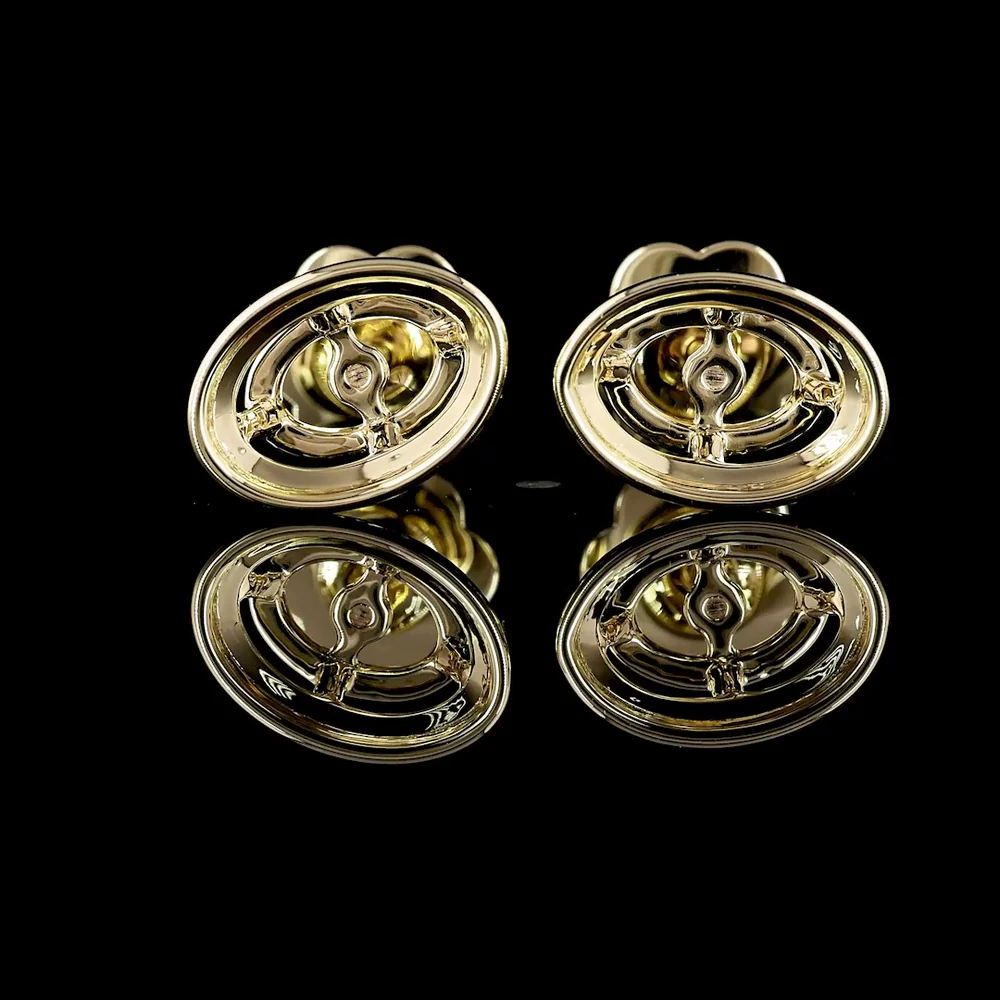 14K Yellow Gold Oval Bezel Set Lab Diamond Stud Earrings - 2.40 Carats Total Diamond Weight (D VVS1/VVS2 GIA Certified) - Covaloro Fine Jewelry - Image 2