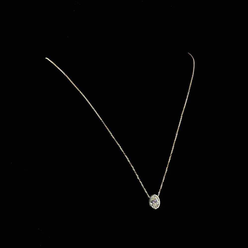 14K Yellow Gold Oval Cut Bezel Set Solitaire Pendant with Lab Grown Diamond - 1.51 Carat Total Weight, E Color VVS2 Clarity, GIA Certified - Covaloro Fine Jewelry - Image 4