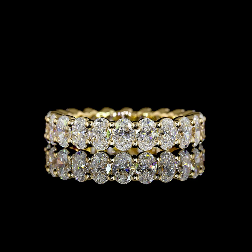 14K Yellow Gold Oval Cut Eternity Band with Prong Set Lab Diamonds - 2.84 Carats Total Diamond Weight - Covaloro Fine Jewelry