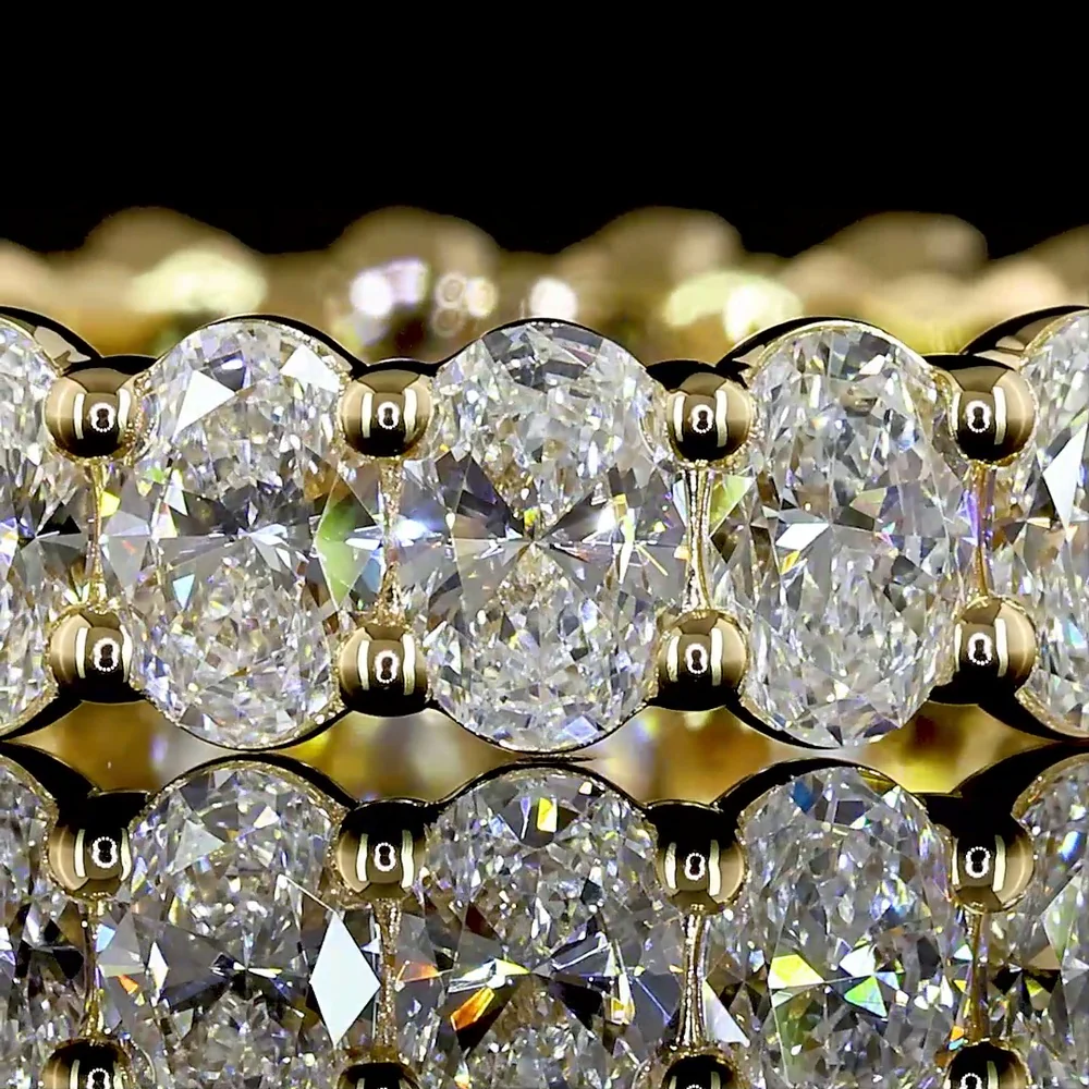 14K Yellow Gold Oval Cut Eternity Band with Prong Set Lab Diamonds - 2.84 Carats Total Diamond Weight - Covaloro Fine Jewelry - Image 2