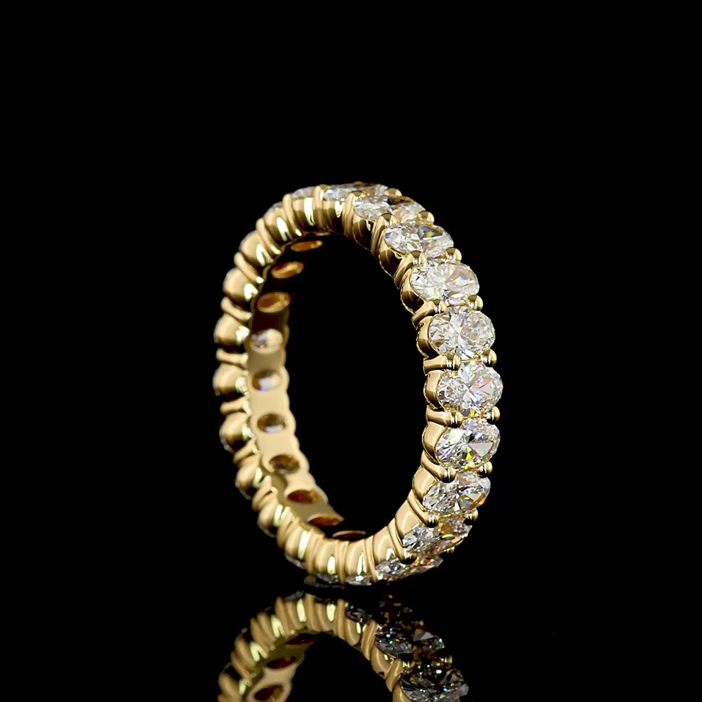 14K Yellow Gold Oval Cut Eternity Band with Prong Set Lab Diamonds - 2.84 Carats Total Diamond Weight - Covaloro Fine Jewelry - Image 3