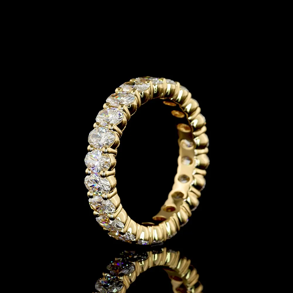 14K Yellow Gold Oval Cut Eternity Band with Prong Set Lab Diamonds - 2.84 Carats Total Diamond Weight - Covaloro Fine Jewelry - Image 4