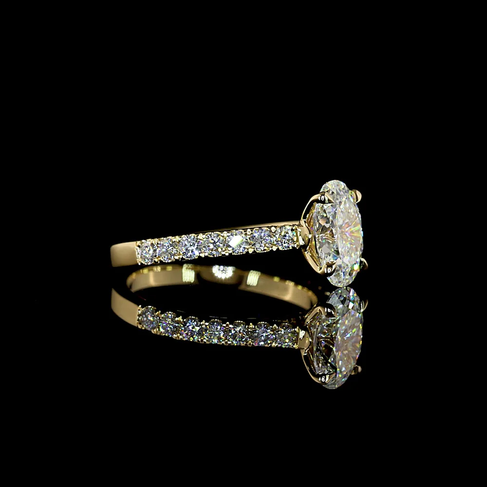 14K Yellow Gold Oval Cut Hidden Halo Ring with Lab Grown Diamonds - 2.03 Carats Total Diamond Weight - Covaloro Fine Jewelry - Image 3