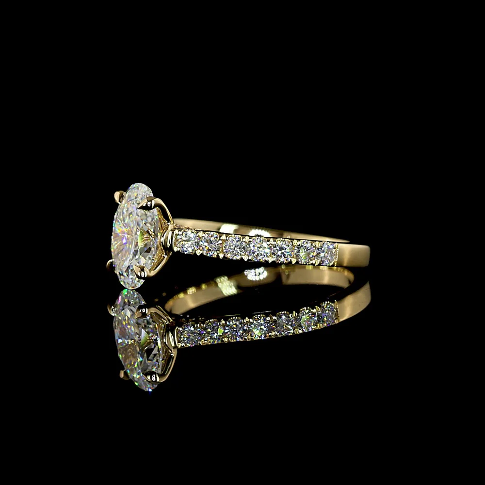 14K Yellow Gold Oval Cut Hidden Halo Ring with Lab Grown Diamonds - 2.03 Carats Total Diamond Weight - Covaloro Fine Jewelry - Image 4