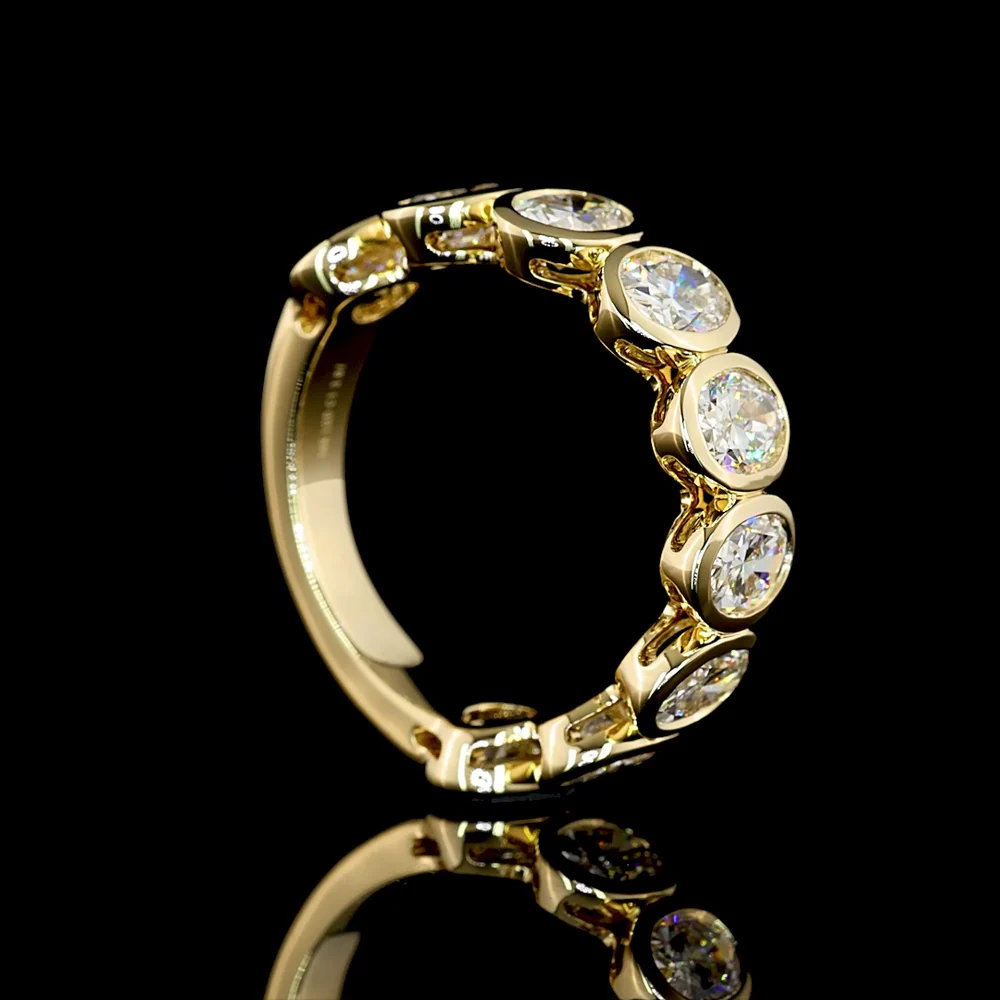 14K Yellow Gold Oval Cut Lab Diamond 3/4 Eternity Band - 9 Bezel Set Stones - 3.07 Carat Total Weight - E-F Color VS Clarity - Covaloro Fine Jewelry - Image 3