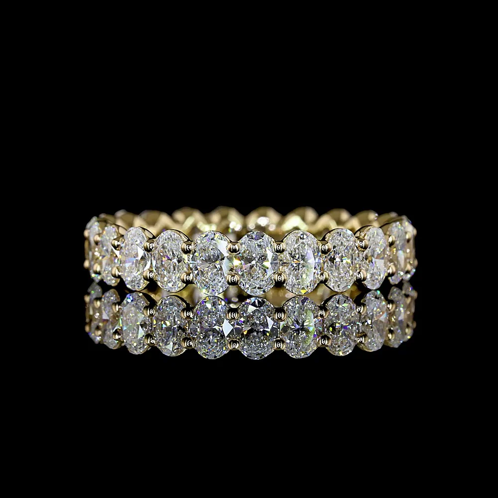 14K Yellow Gold Oval Cut Lab Diamond Eternity Band - 3.12 Carat Total Weight (23 Stones, E-F Color VS Clarity) - Covaloro Fine Jewelry