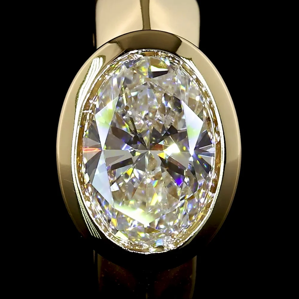 14K Yellow Gold Oval Cut Lab Diamond Huggie Earrings - 1.04 Carat Total Weight, Bezel Set with E-F VS Diamonds - Covaloro Fine Jewelry - Image 2