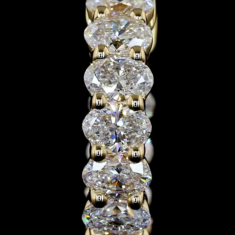 14K Yellow Gold Oval Cut Lab Diamond Huggie Earrings - 1.56 Carat Total Weight, E-F Color VS1 Clarity, 22 Stones Total - Covaloro Fine Jewelry - Image 3