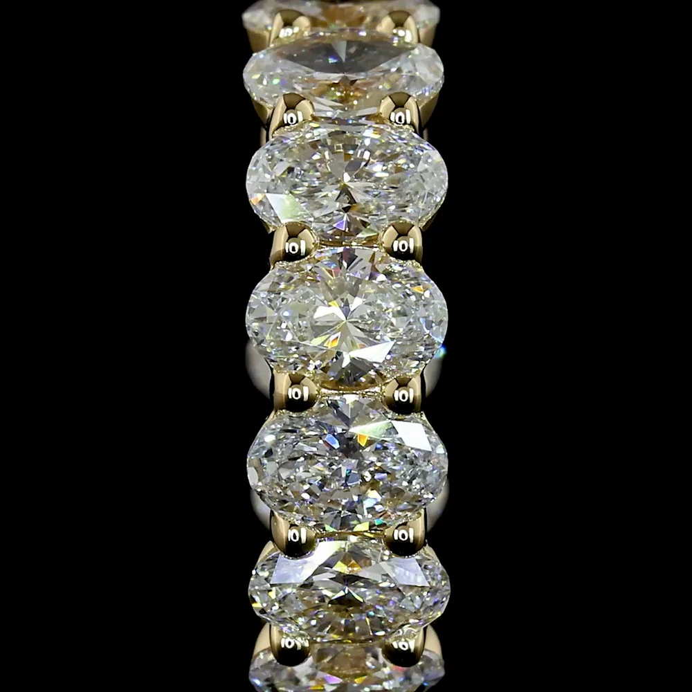 14K Yellow Gold Oval Cut Lab Diamond Huggie Earrings - 1.93 Total Carat Weight, E-F VS1 Clarity, Prong Set, 20 Stones - Covaloro Fine Jewelry - Image 3