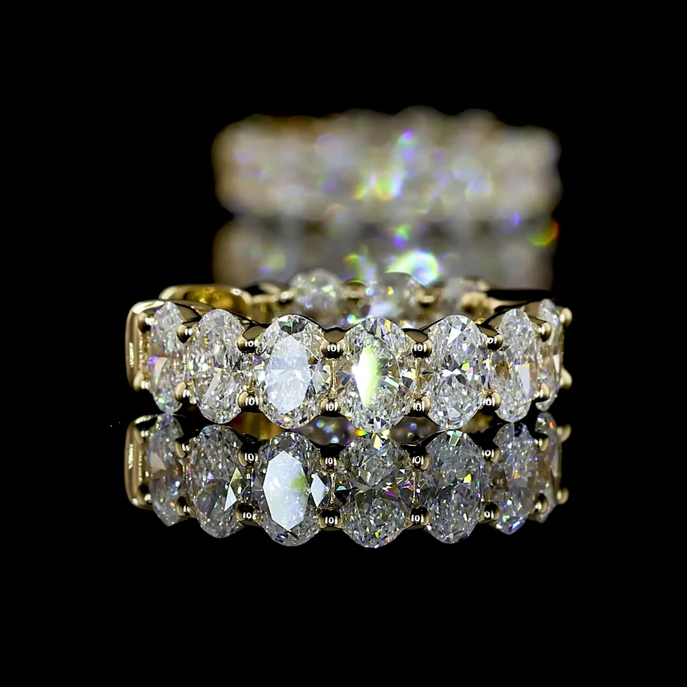 14K Yellow Gold Oval Cut Lab Diamond Huggie Earrings - 1.93 Total Carat Weight, E-F VS1 Clarity, Prong Set, 20 Stones - Covaloro Fine Jewelry - Image 4