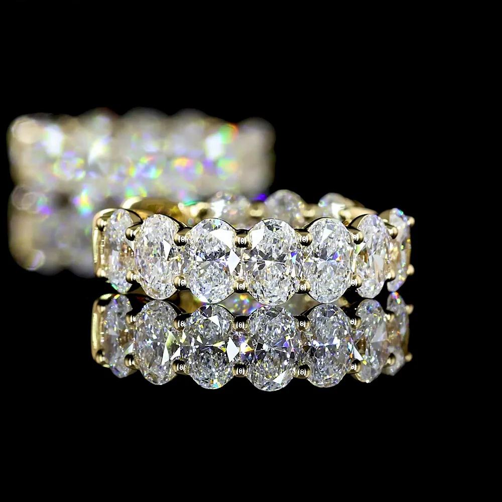14K Yellow Gold Oval Cut Lab Diamond Huggie Earrings - 2.00 Carat Total Weight, E-F VS Clarity, Prong Set - Covaloro Fine Jewelry - Image 4