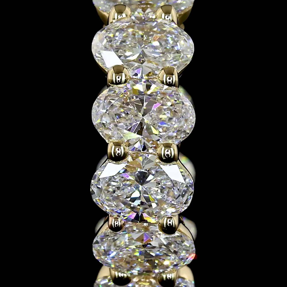 14K Yellow Gold Oval Cut Lab Diamond Huggie Earrings - 2.98 Total Carat Weight, E-F VS Clarity (18 Stones Total) - Covaloro Fine Jewelry - Image 3