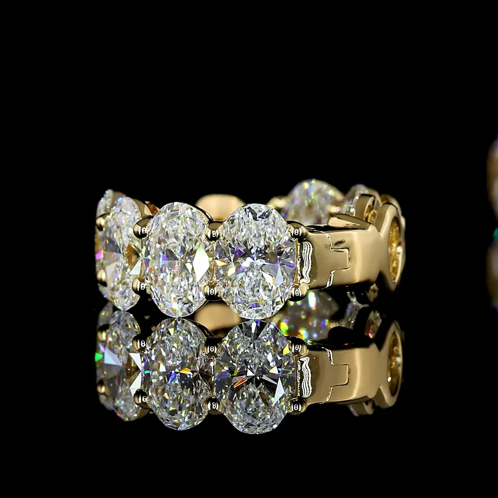 14K Yellow Gold Oval Cut Lab Diamond Huggie Earrings - 4.13 Carats Total Diamond Weight - Covaloro Fine Jewelry - Image 4