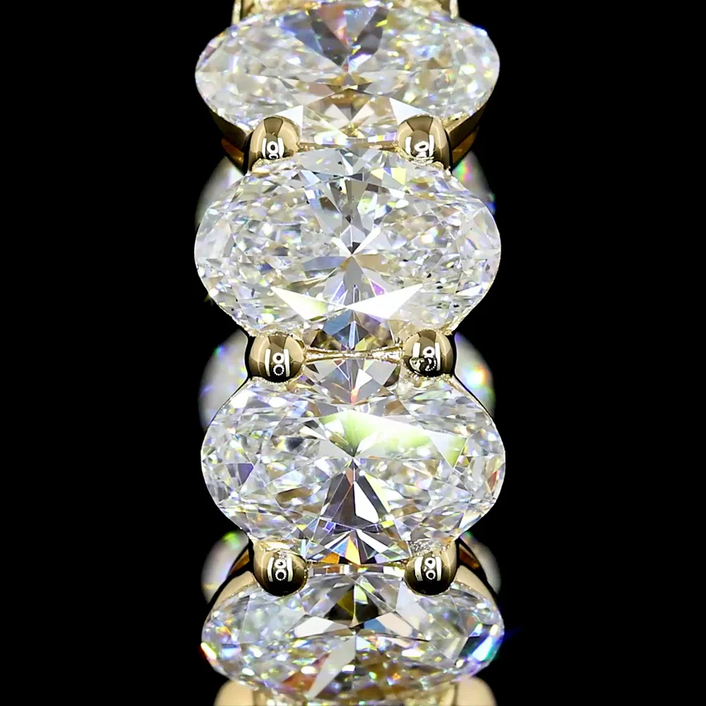 14K Yellow Gold Oval Cut Lab Diamond Huggie Earrings - 4.24 Carat Total Weight with E-F VS Clarity - Covaloro Fine Jewelry - Image 3