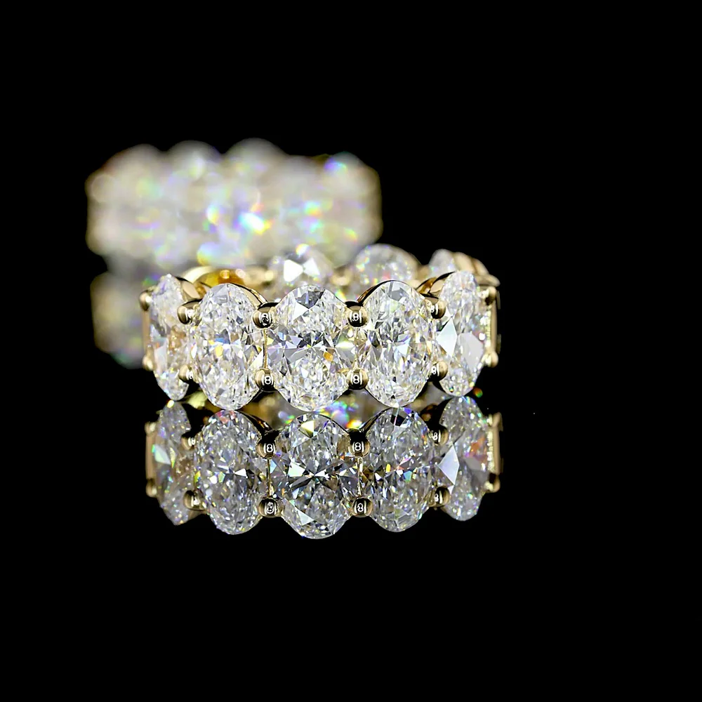 14K Yellow Gold Oval Cut Lab Diamond Huggie Earrings - 4.24 Carat Total Weight with E-F VS Clarity - Covaloro Fine Jewelry - Image 4