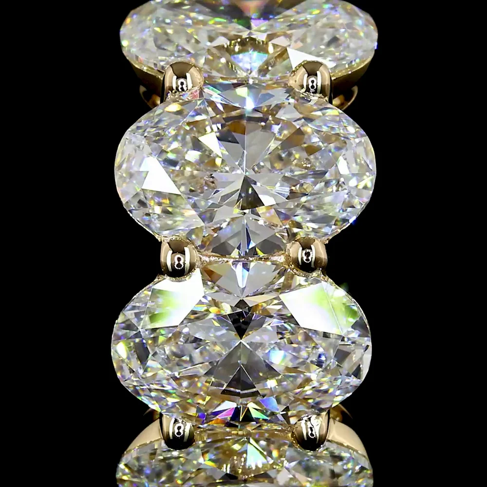 14K Yellow Gold Oval Cut Lab Diamond Huggie Earrings - 5.20 Total Carat Weight, 8 Stones E-F Color VS Clarity - Covaloro Fine Jewelry - Image 2