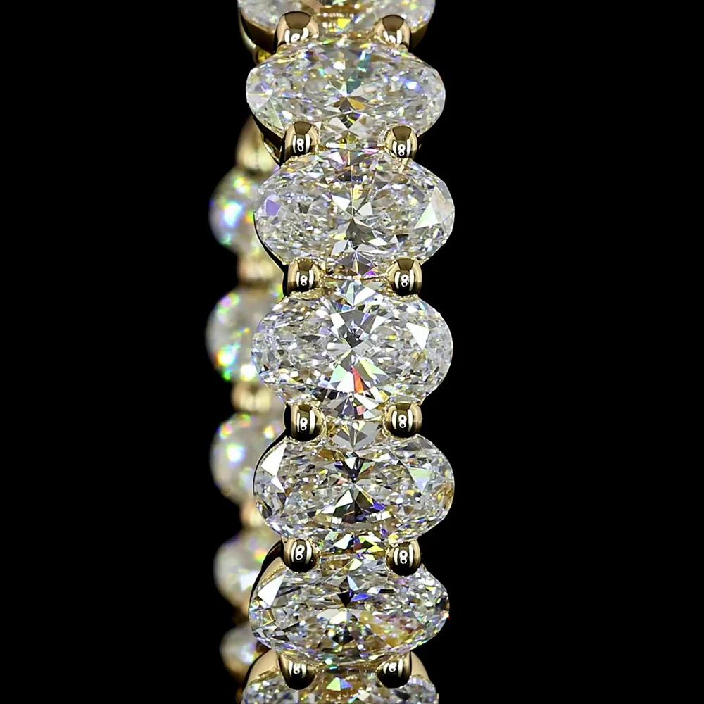 14K Yellow Gold Oval Cut Lab Diamond Huggie Earrings - 5.77 Carats Total Diamond Weight, E-F Color, VS Clarity - Covaloro Fine Jewelry - Image 2