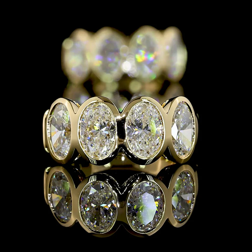 14K Yellow Gold Oval-Cut Lab Diamond Huggie Earrings with Bezel Settings - 2.03 Carat Total Diamond Weight - Covaloro Fine Jewelry - Image 4